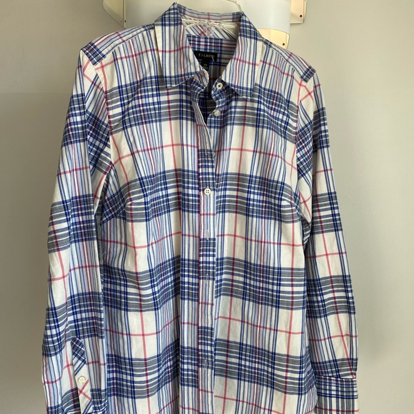 Talbots plaid exsmall shirt. Blue and red wht - Picture 2 of 8